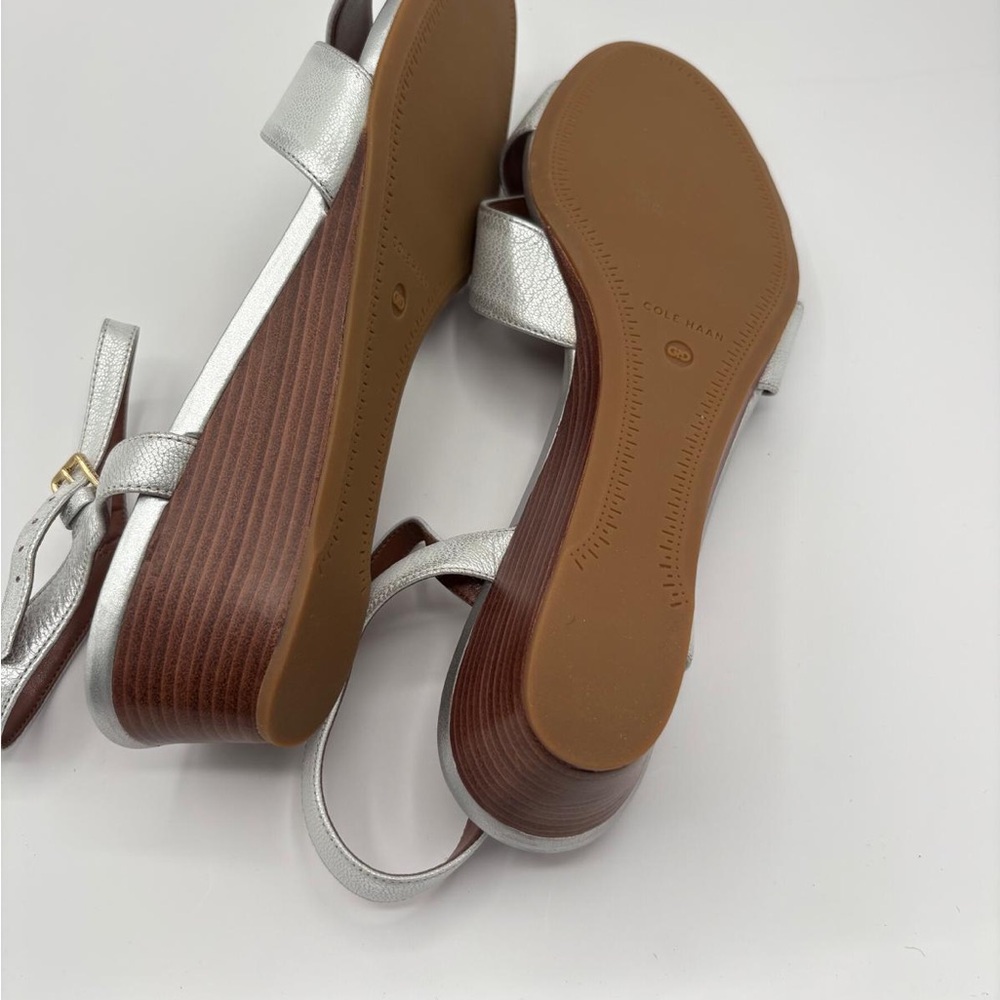 NWT Cole Haan Womens Elsie Cross Wedge Argento Sandal Size 10 - Picture 5 of 8